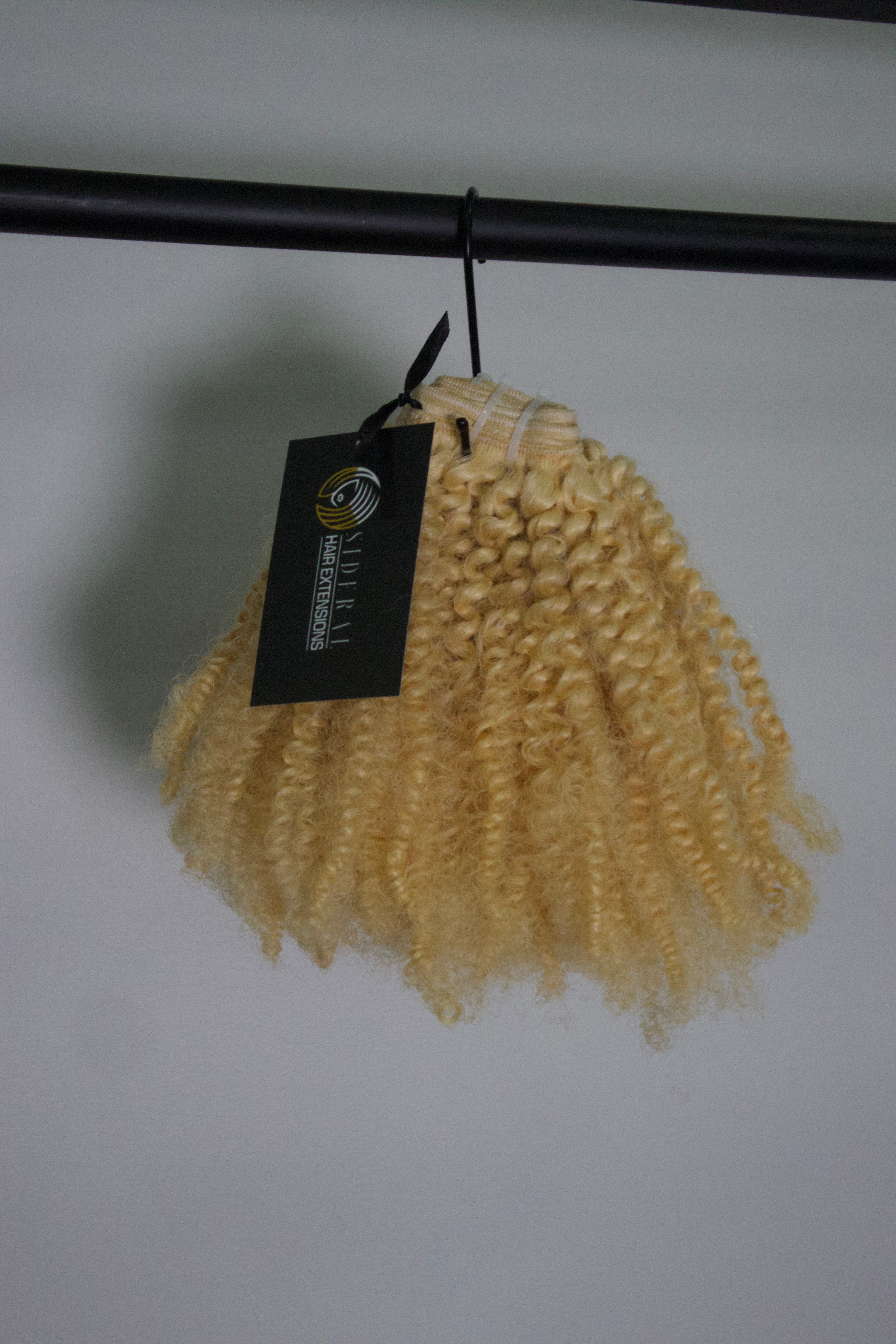 raw kinky curly blonde hair