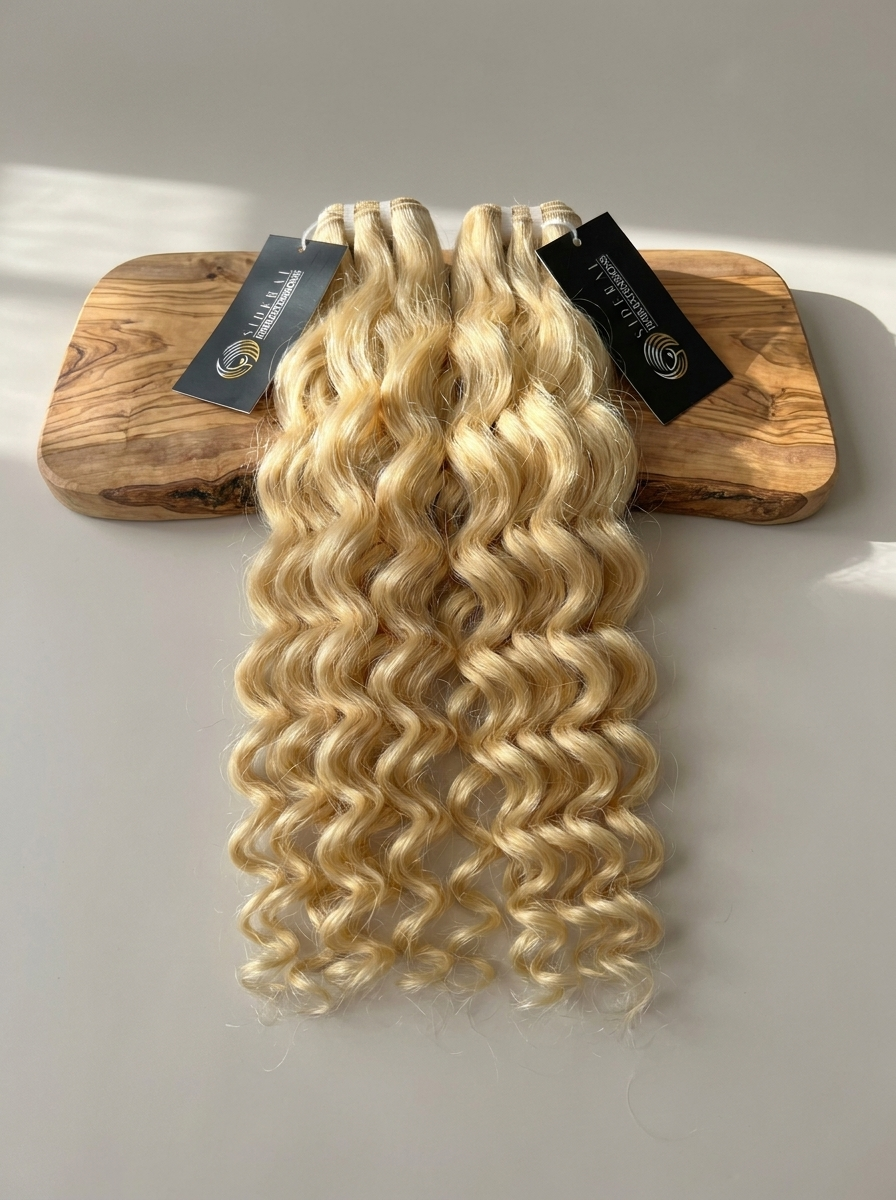 raw loose curly blonde hair (temporary image)